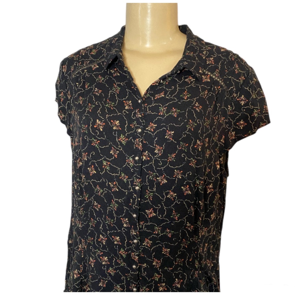 Free People Romper Women's Medium Debby Dot Black Floral Hippie Boho Cottage - Picture 4 of 9
